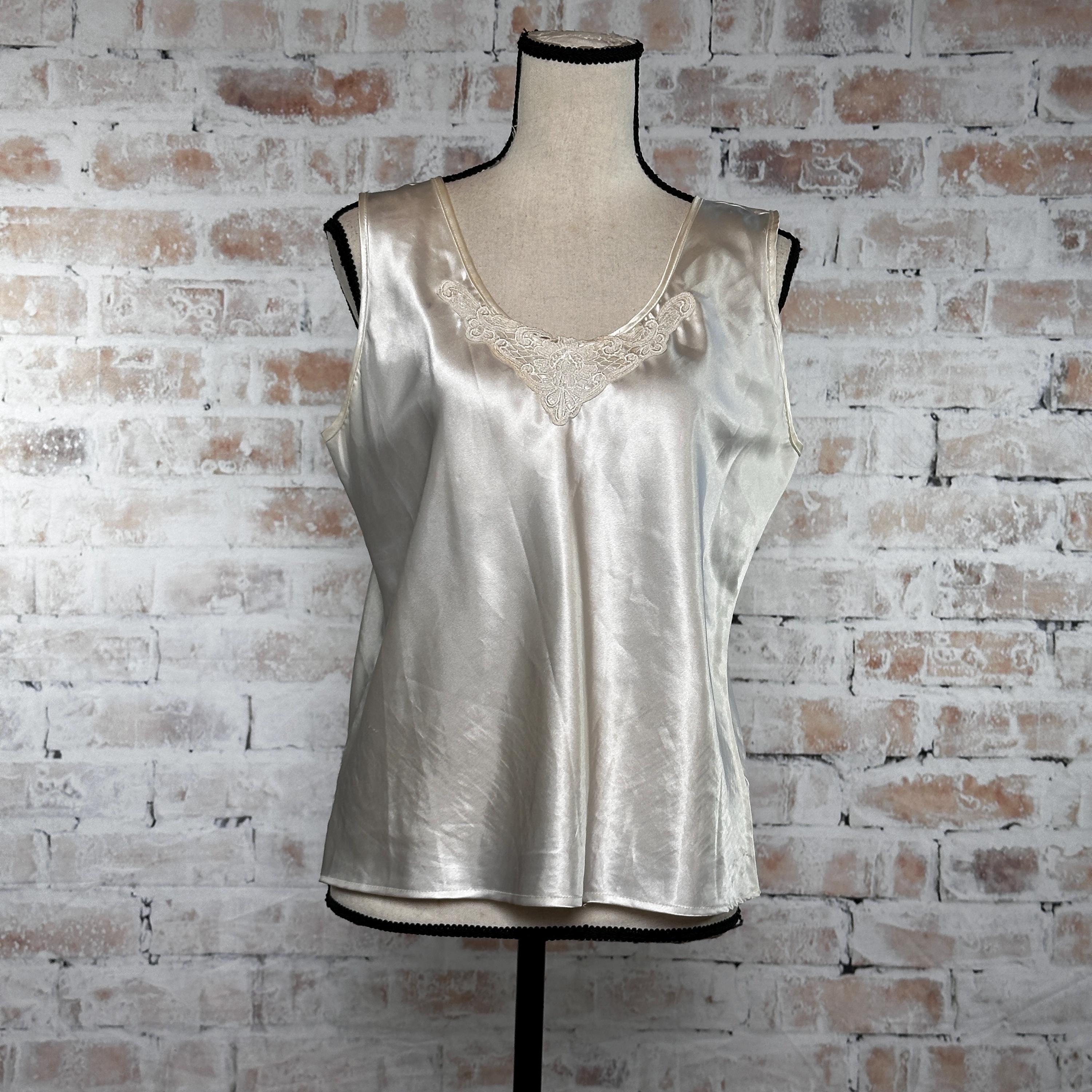 White Satin Lace Camisole Top - Etsy
