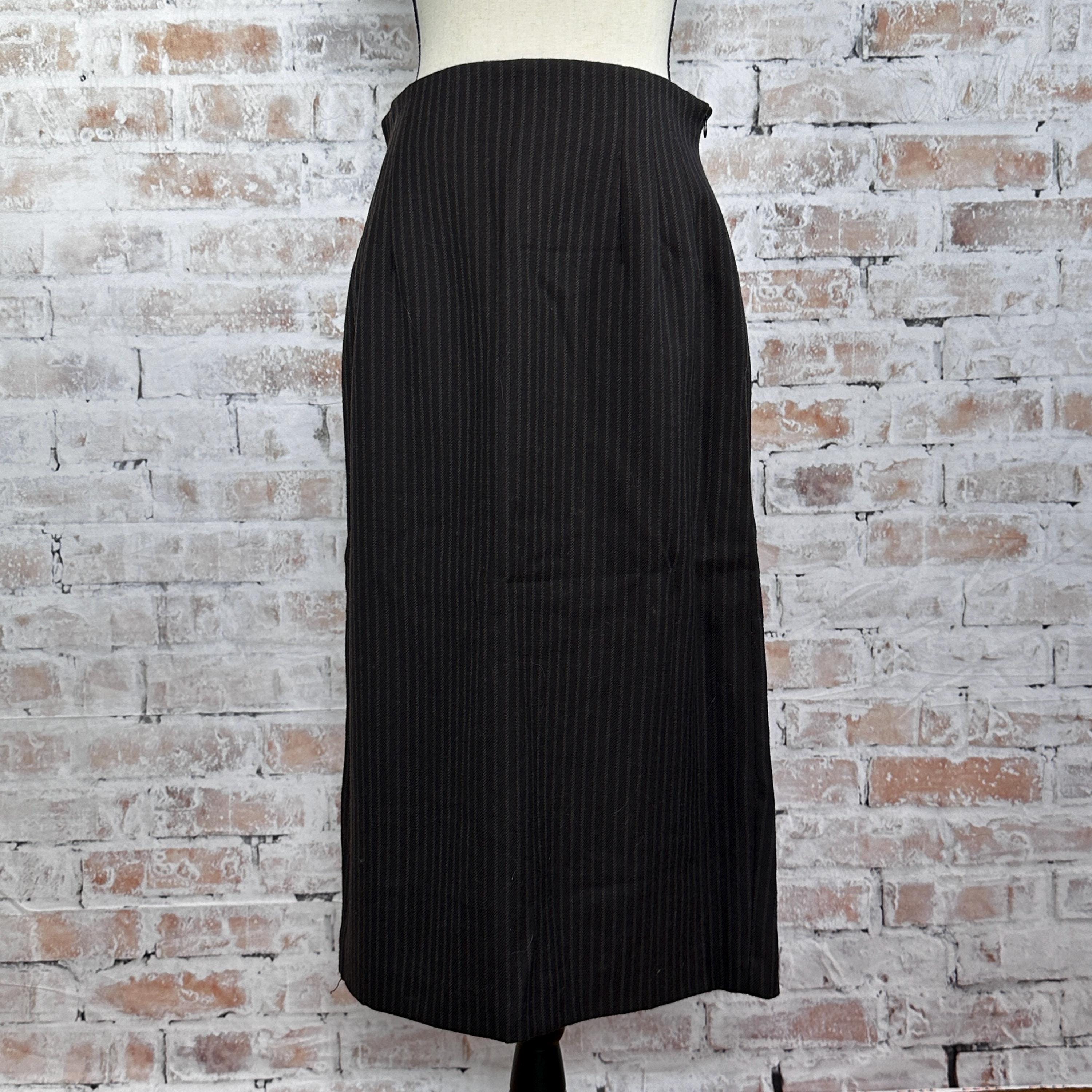 Jupe Banana Republic En Laine Noire Avec Poches Cuir - Taille 8P (petite), Longueur Genou - Occasion Très Bon état