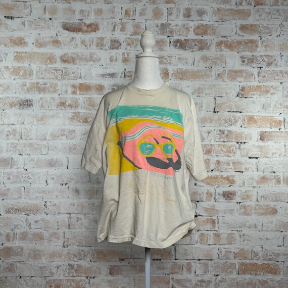 True Vintage 80s Salvage Condition Thrashed Belton Tough Tee Women’s 100% Preshrunk Cotton St. Thomas Single Stitch Graphic T-Shirt Size XL