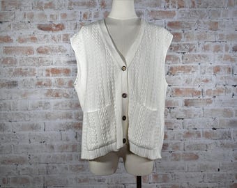 Vintage Fred Perry Cable Knit Sweater Vest: Preppy Tennis Y2K