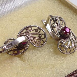 Earrings sterling Silver jewelry USSR Russian 21 karat 875 weight 3.36 grams gift for mom Women&#39;s jewelry star, filigree, corundums