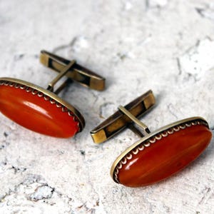 Cufflinks amber sterling Silver jewelry USSR Russian 21 karat 875 weight 10.06 grams gift for him gift for husband 91