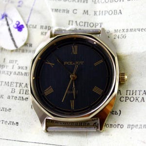 Watch Poljot quartz Original Gold-plated original documents Vintage USSR watches Rare watches gift for him men&#39;s jewelry 108