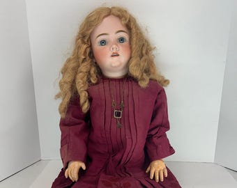 Kley & Hahn Walkure 29” bisque doll - blue sleep eyes - 4 teeth - c1900s Germany