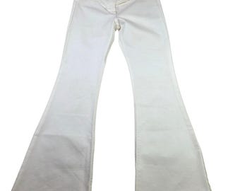 Spodnie dzwony Juicy Jeans USA w kolorze białym z niskim stanem i rozkloszowanymi nogawkami, rozmiar 30
