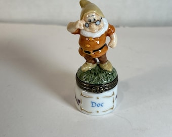 PHB Porcelain Hinged Trinket Box Disney Snow White & The 7 Dwarfs ~ Doc