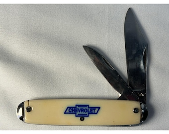 Chevrolet Bowtie Logo Folding Pocket Knife Salesman Display Case Find