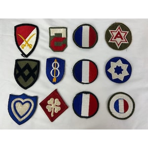Vintage Military Patch Lot 15pc WWII Army Division Allied Insignia 12 Pieces