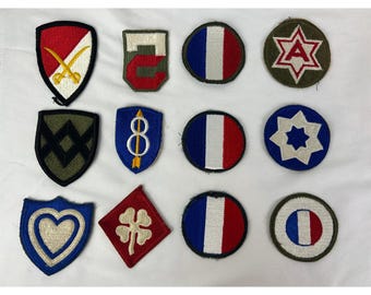 Vintage Militär Aufnäher Lot 15-teilig WWII Army Abteilung Allied Insignia 12 Stück