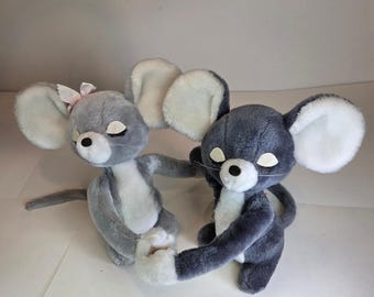 Vintage 1976 R Dakin Eeny & Meeny Mouse Plush Pair Korea Hook Loop