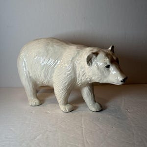 Vintage Ceramic Polar Bear Figurine 10” Long x 5.75” Tall Animal Sculpture