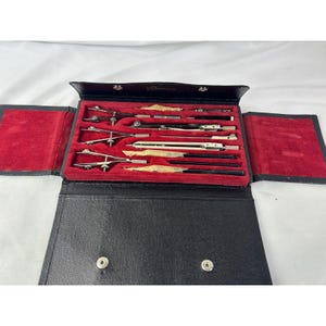 Koh I Noor Trameri Drafting Compass Set Germany 1720 in Case Vintage