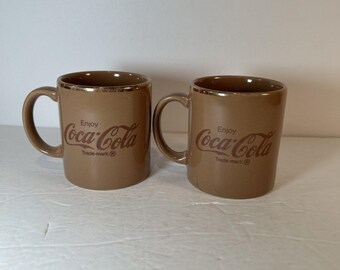 ヴィンテージブラウンコカコーラセラミックマグカップ（ゴールドトリム付き）