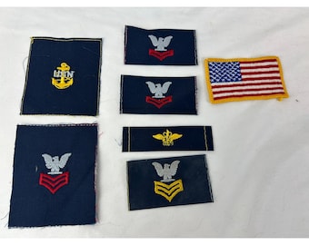 Lote de parches de rango de la Marina de los EE. UU., galones de suboficial, insignia de bandera de ancla de la USN