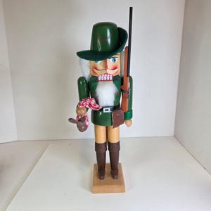Vintage Dregeno Seiffen Erzgebirge Hunter Nutcracker 14&quot; German Folk Art