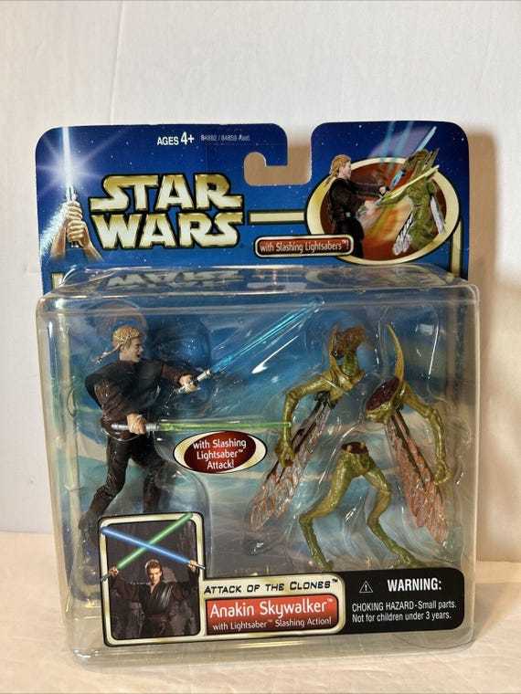 STAR WARS Attack of the Clones Anakin Skywalker Slashing Action