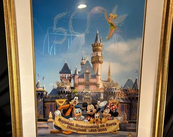 Stampa incorniciata litografica 50° anniversario Disney LE 92/500 con certificato di autenticità 2005 Homecoming