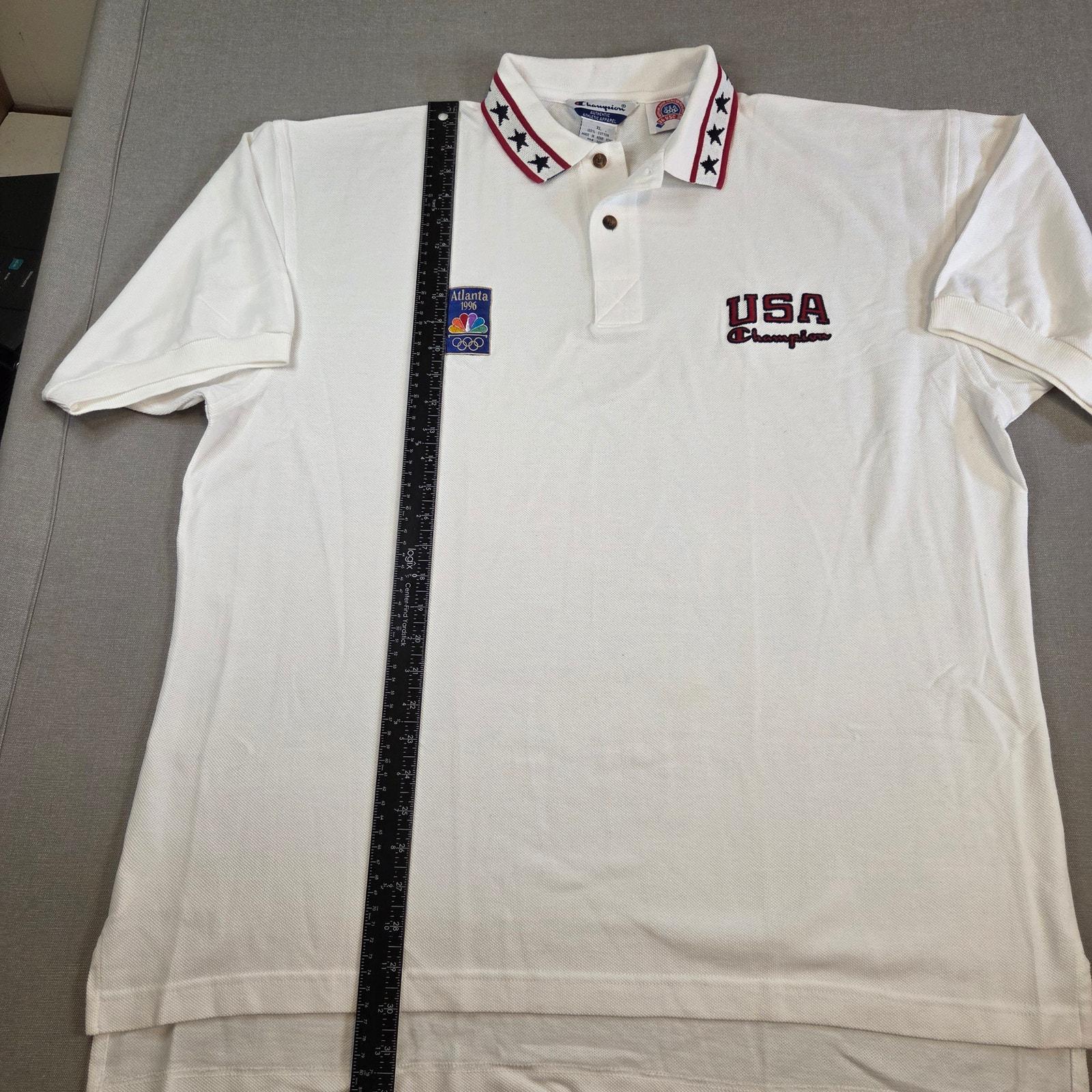 Vintage 1990s Champion USA Olympic Polo Shirt XL 1996 Atlanta NBC