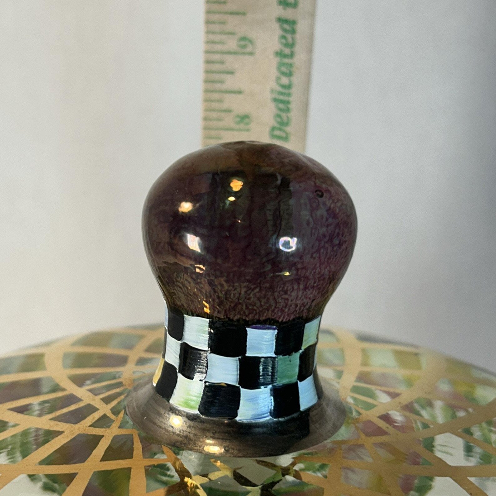 VTG Mackenzie Childs Courtly Check Circus Glass Cake Dome & Underplate ...