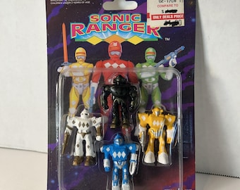 Vintage Sonic Ranger Actionfiguren Set mit 5 versiegelten kardierten Roboterhelden