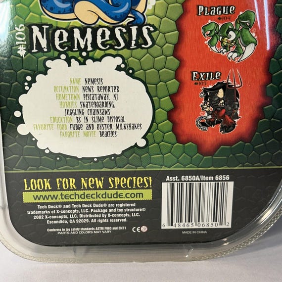 Tech Deck Dude Creatures Series Nemesis Figure 2002 Sealed Package