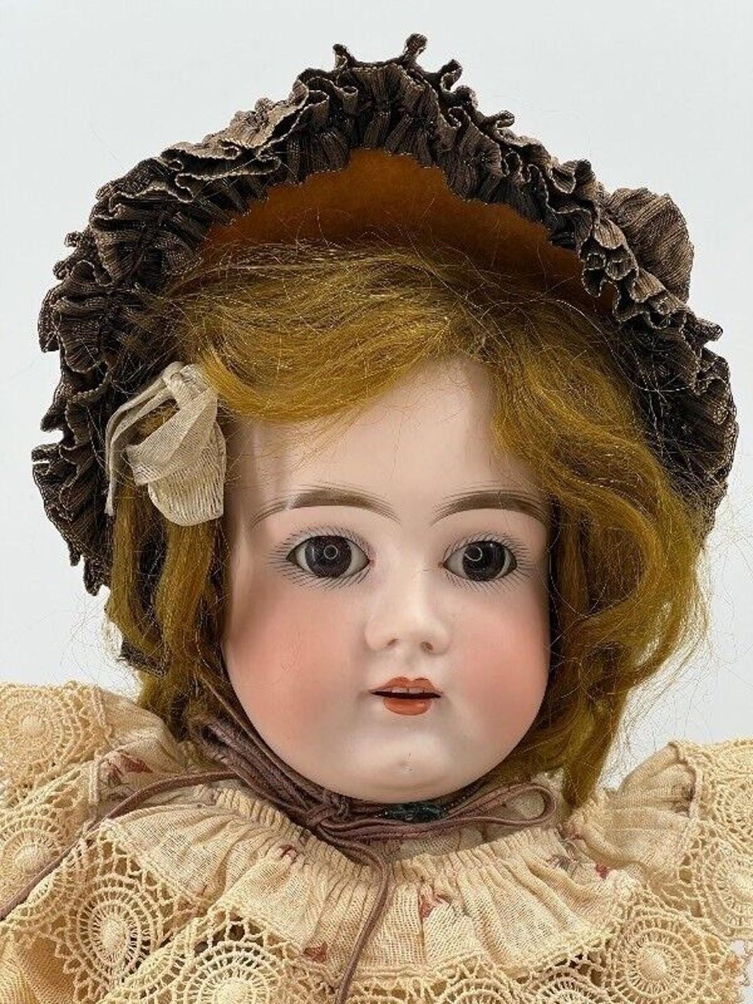 Antique Kestner Bisque Doll #10 Leather Body Glass Eyes 21
