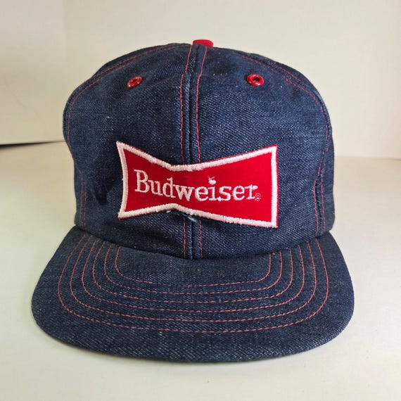 Vintage Budweiser Denim Snapback Hat 80s West-chester St Louis USA