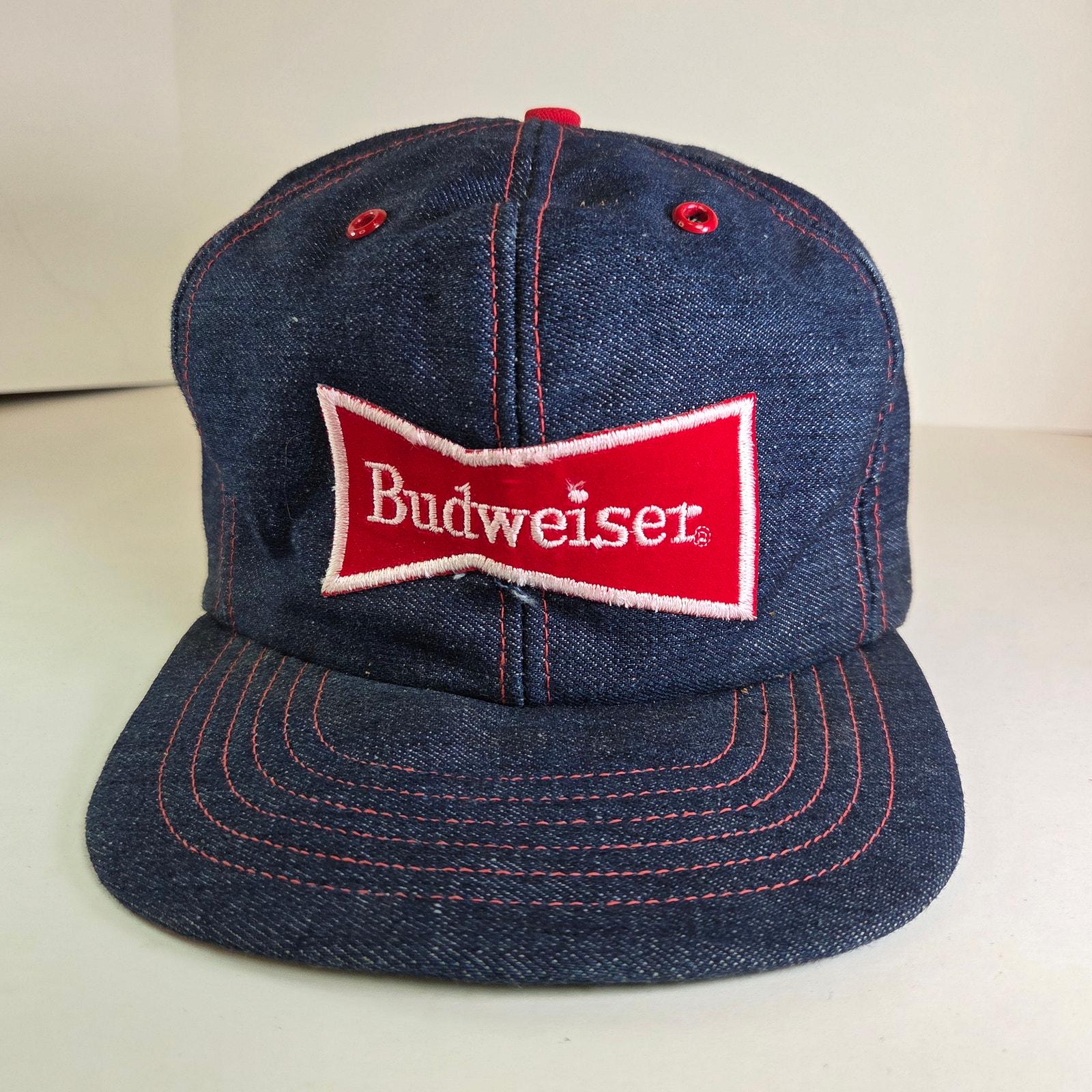 Vintage Budweiser Denim Snapback Hat 80s West-chester St Louis USA