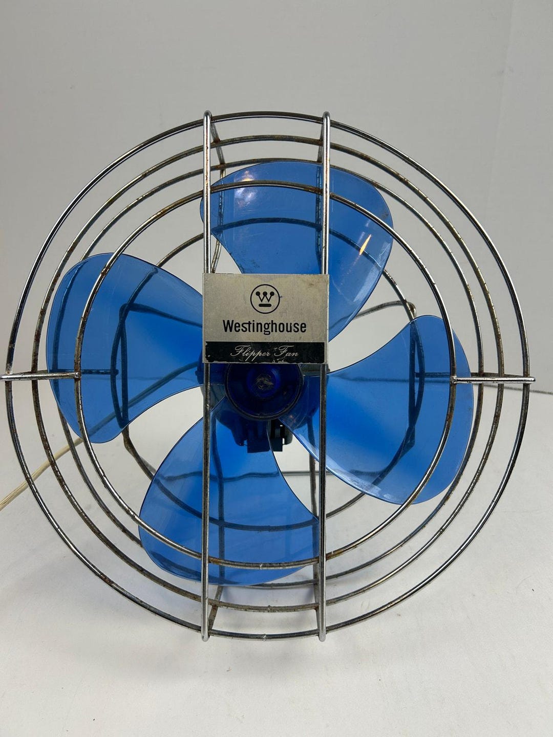 Working Westinghouse Flipper Fan Vintage 5-blade Blue Plastic Guard ...