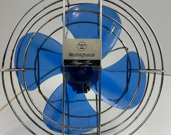 Working Westinghouse Flipper Fan Vintage 5-blade Blue Plastic