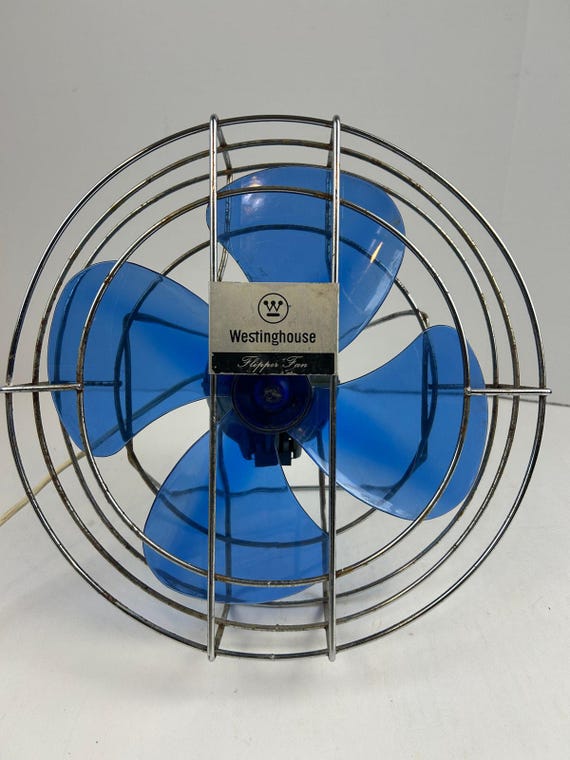Working Westinghouse Flipper Fan Vintage 5-blade Blue Plastic