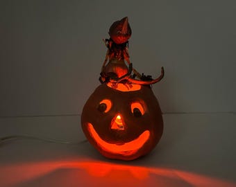 Bethany Lowe Halloween Light Jack-o-Lantern with Elfin Figure Virginia Betoine