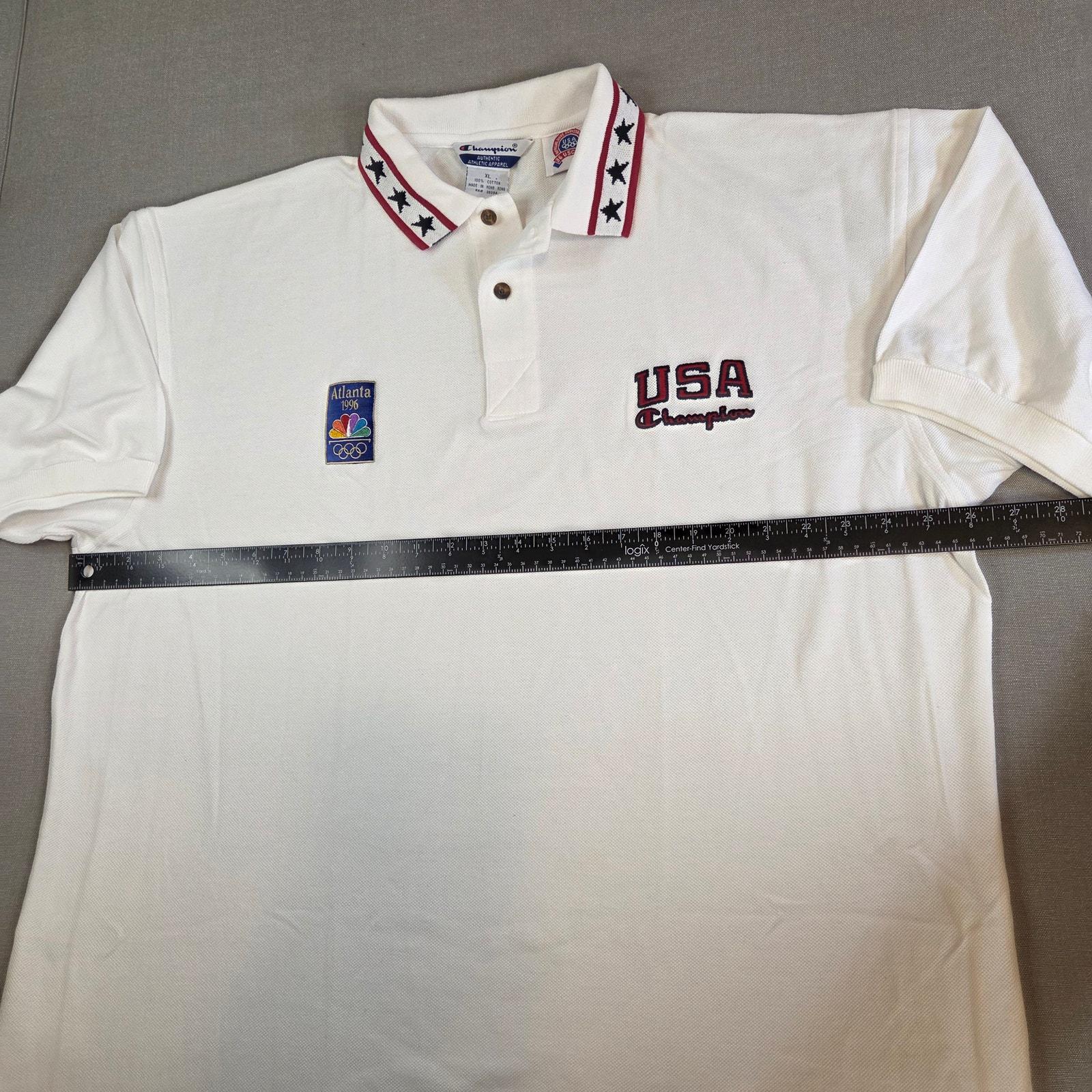Vintage 1990s Champion USA Olympic Polo Shirt XL 1996 Atlanta NBC