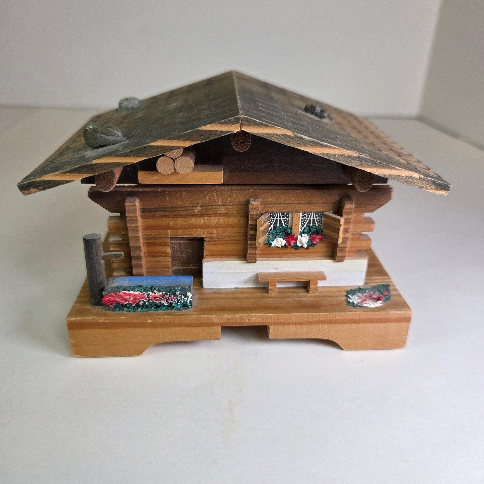 Vintage Reuge Swiss Chalet Music Box – Edelweiss Tune Wooden