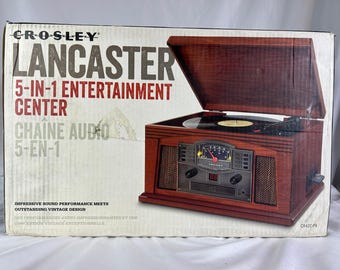 Tocadiscos Crosley Lancaster 5 en 1 con radio, CD y casete.