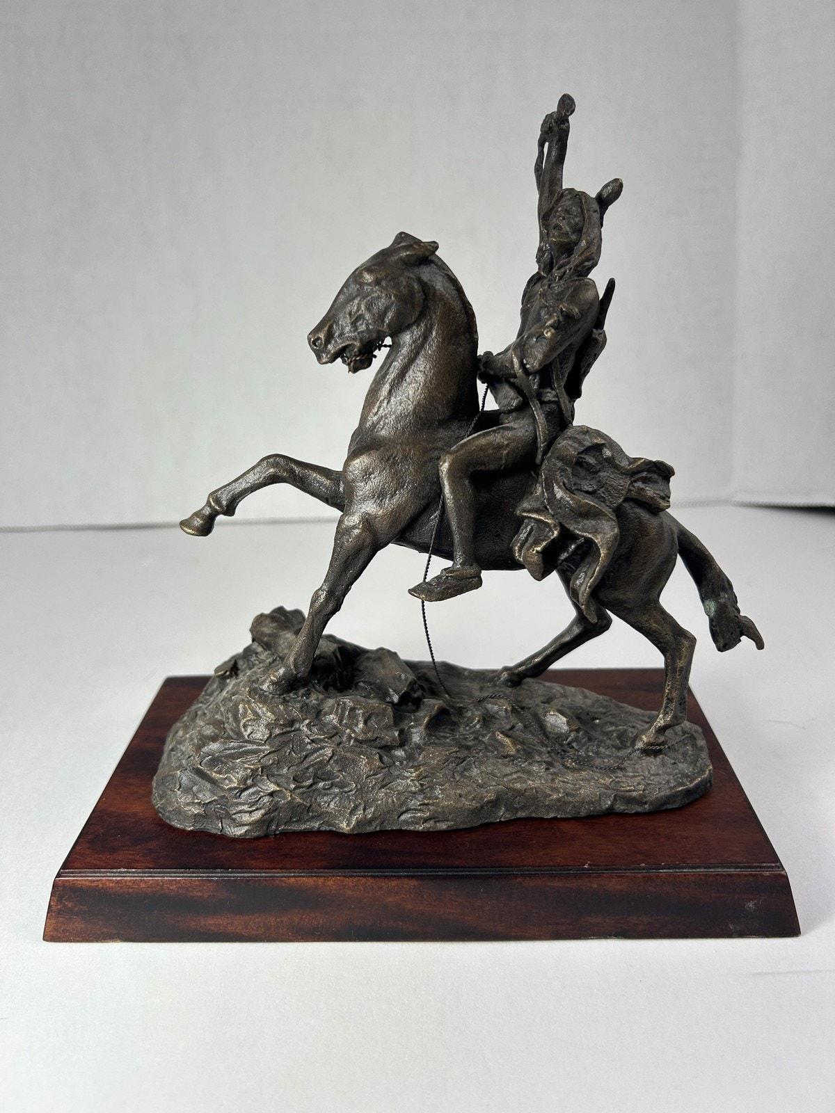 Vintage Frederic Remington the Scalp Bronze Statue Art Franklin Vintage Frederic Remington the Scalp Bronze Statue Art Franklin