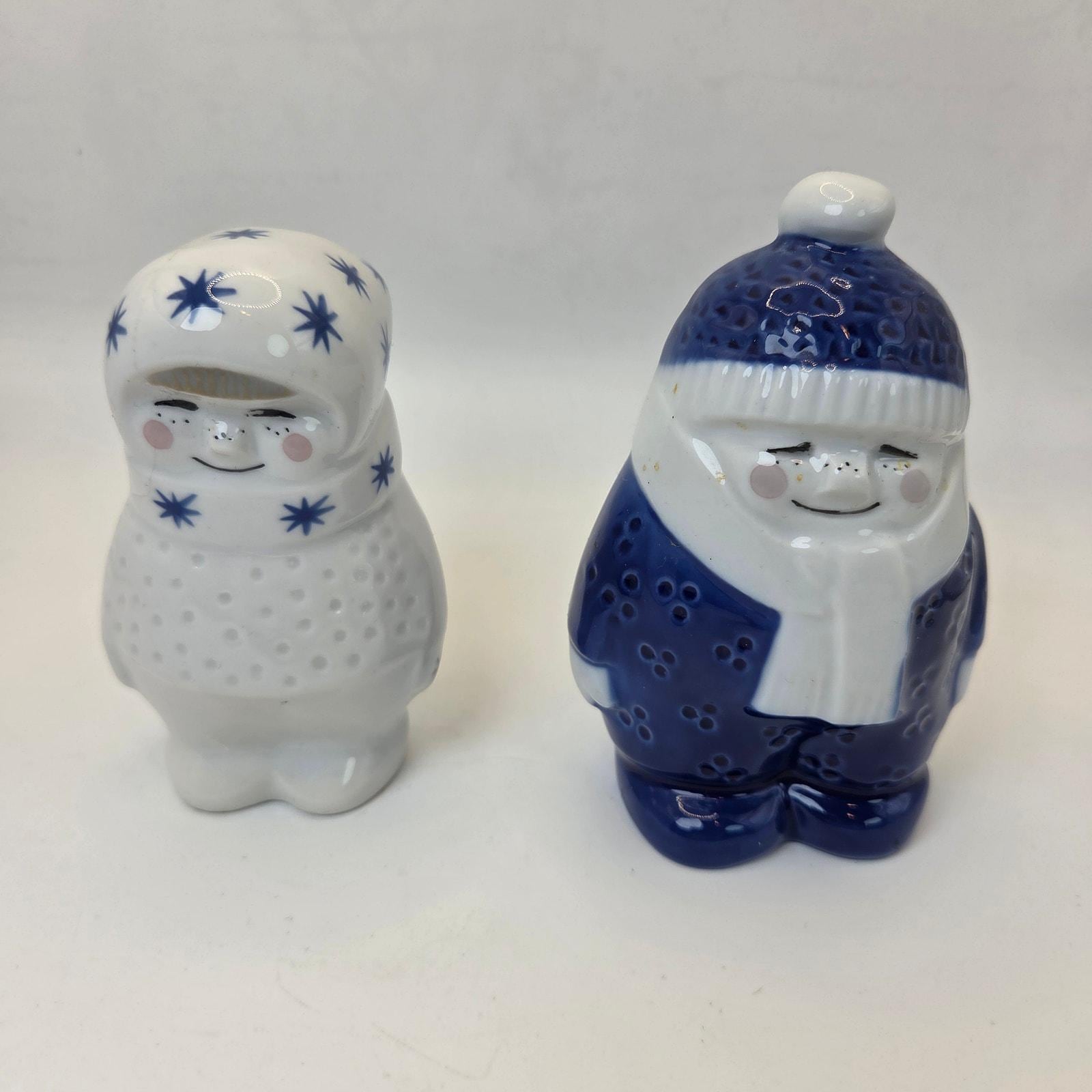 Porsgrund Norway Hand Painted Winter Figures Pair 4.5” Holiday