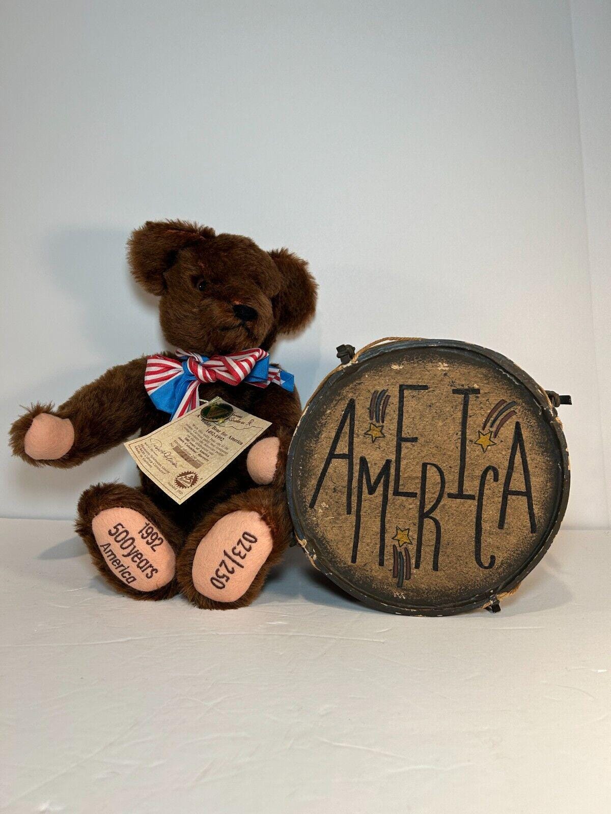 Hermann Mohair Teddy Bear for America 1492-1992 LE 23/250 W/coa
