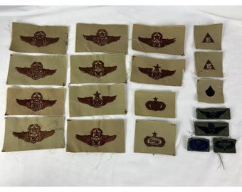 Lote de parches de alas de aviador del Ejército de EE. UU. Insignias de corte desértico para tripulaciones aéreas