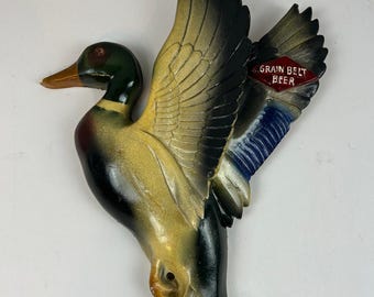 Rare Grain Belt Beer Mallard Duck Chalkware Advertising Wall