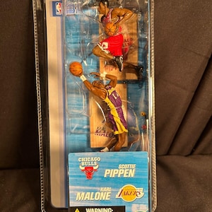 McFarlane 3-Inch NBA Figure Set Featuring Scottie Pippen Bulls and Karl Malone Lakers Two-Pack Collectible