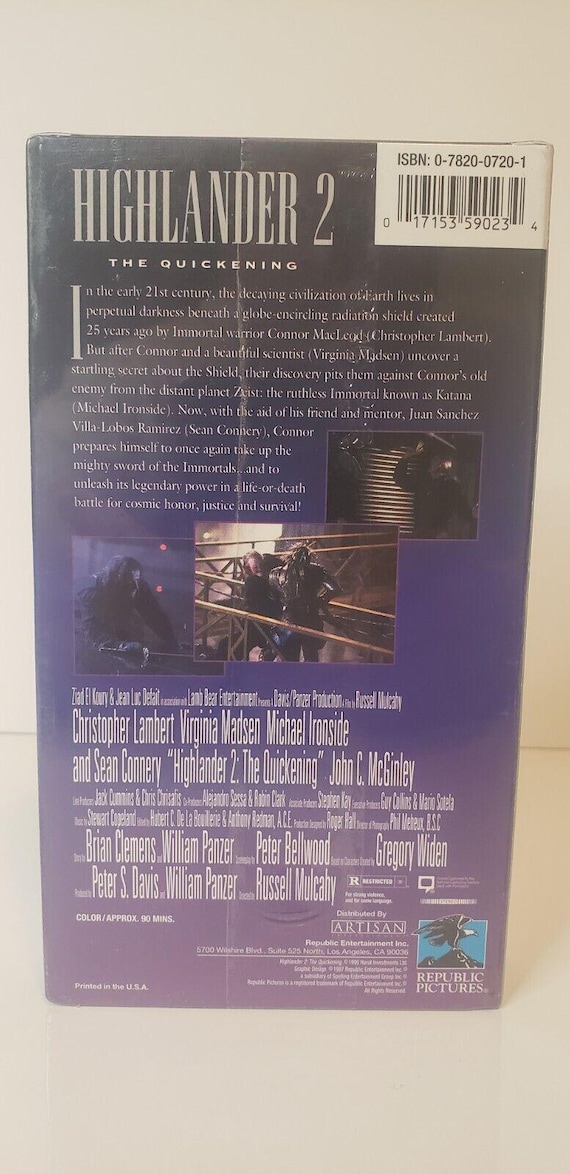 Highlander 2: the Quickening VHS New Sealed Sean Connery - Etsy