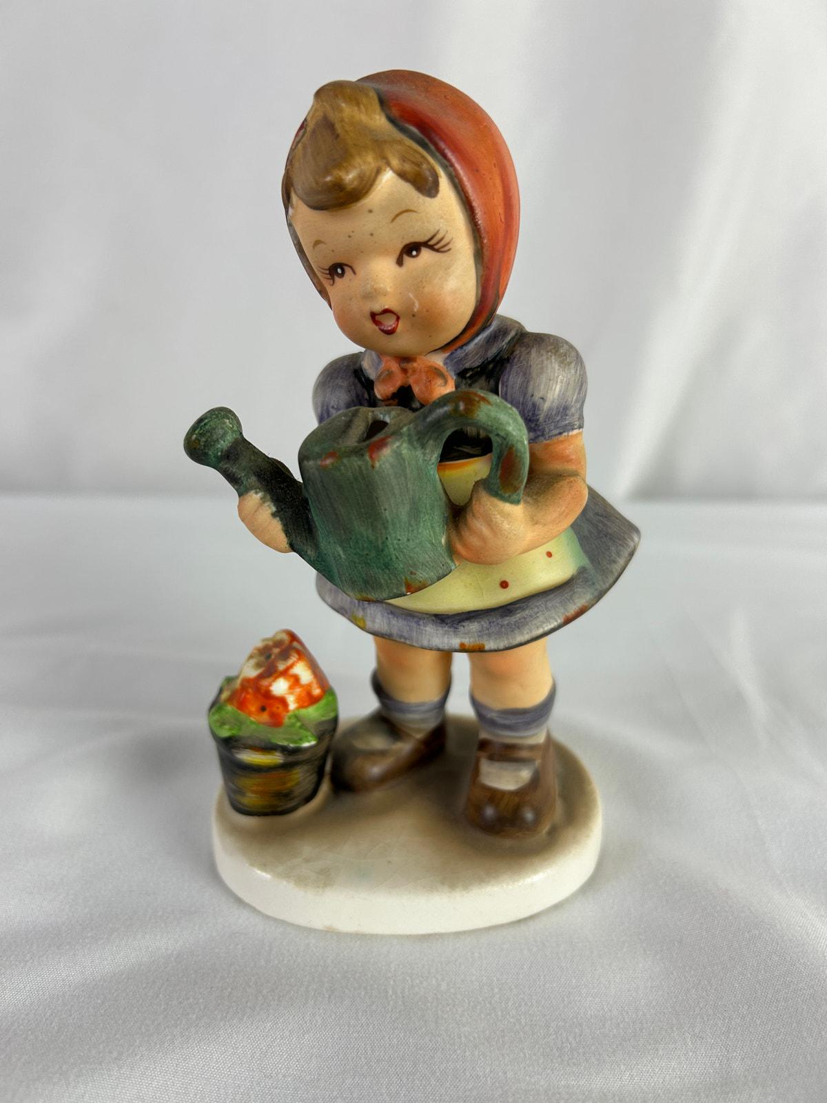 Vintage Enesco Girl Watering Flowers Figurine Japan Ceramic Bonnet