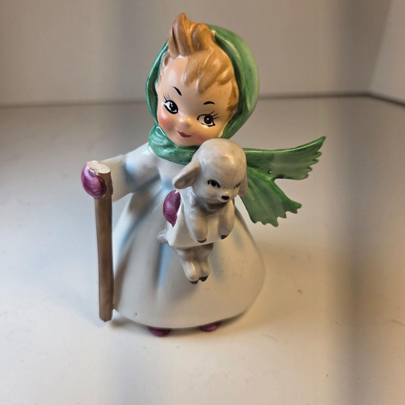 Vintage Josef Originals Figurine Farmer's Daughter Holding A Lamb