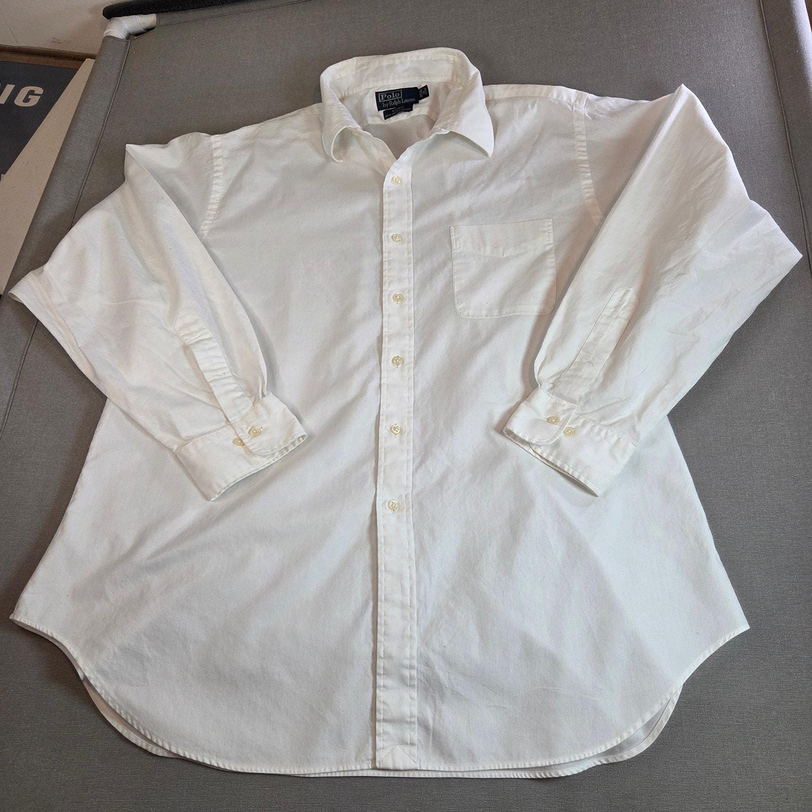Polo Ralph Lauren Andrew White Dress Shirt 18 34/35 Made in Hong 