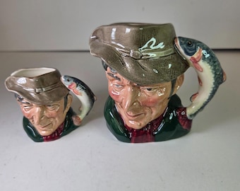 Royal Doulton Tjuvskyttarna Toby muggar par 1954 mini och liten storlek 2,5 tum 4 tum