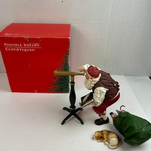 Possible Dreams Clothtique “Starry Night” Santa Figurine w/ Telescope & Dog
