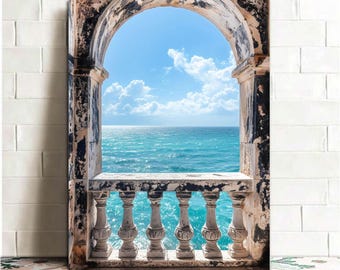 Italien Landschaft Druck Mittelmeer Fenster Ansicht druckbare Kunst Küsten Dekor Digitaldruck Italienische Küstenlandschaft Sommer Reisedruck