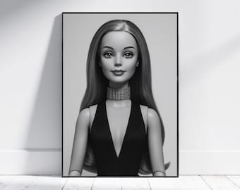 Luxury Fashion Doll Wall Art Black White Poster Modern Chic Print Scandinavian Minimal Decor Cool Girl Apartment Artwork Barbie Aesthetic