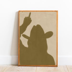 Cowgirl Wall Art Shadow Print Western Minimalist Poster Rebel Middle Finger Artwork Trendy Boho Country Home Decor Modern Neutral Fashion